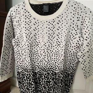 Ann Taylor Black and Cream Knit Sweater